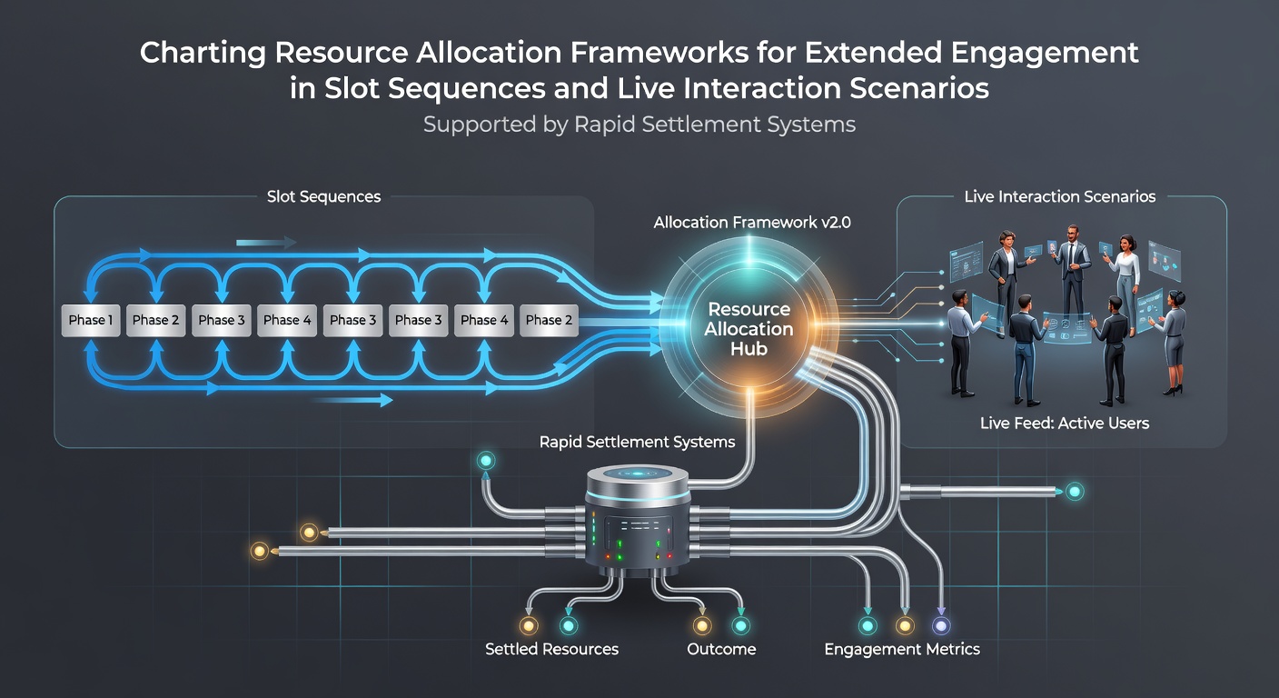 Illustration of resource allocation charts overlaid on slot machine sequences and live dealer tables with fast settlement indicators