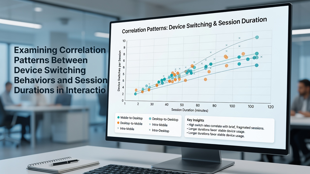 Analytics dashboard displaying device switch frequency versus session length correlations