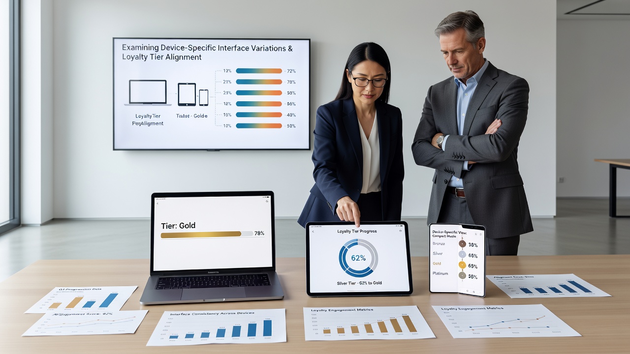 Loyalty tier progression dashboard aligned with device interface elements in entertainment platforms