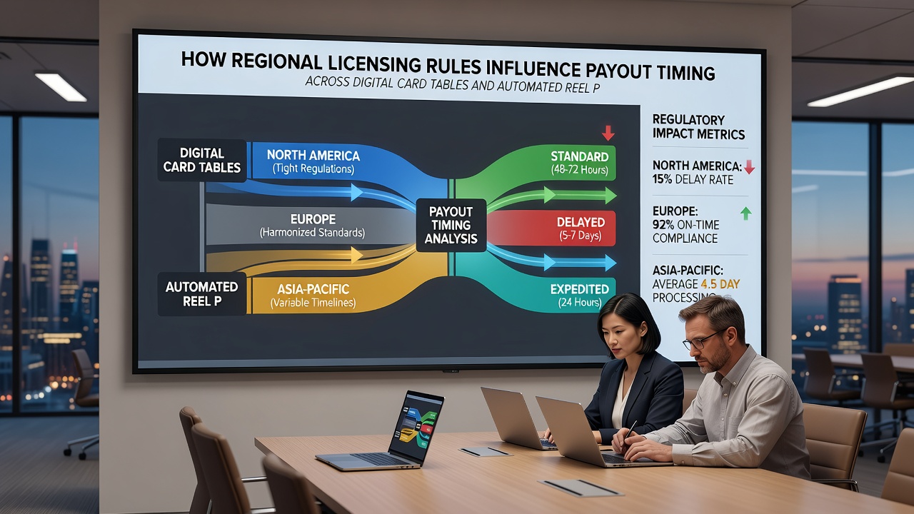 Digital payment flow diagrams overlaid on global regulatory maps illustrating timing differences by region