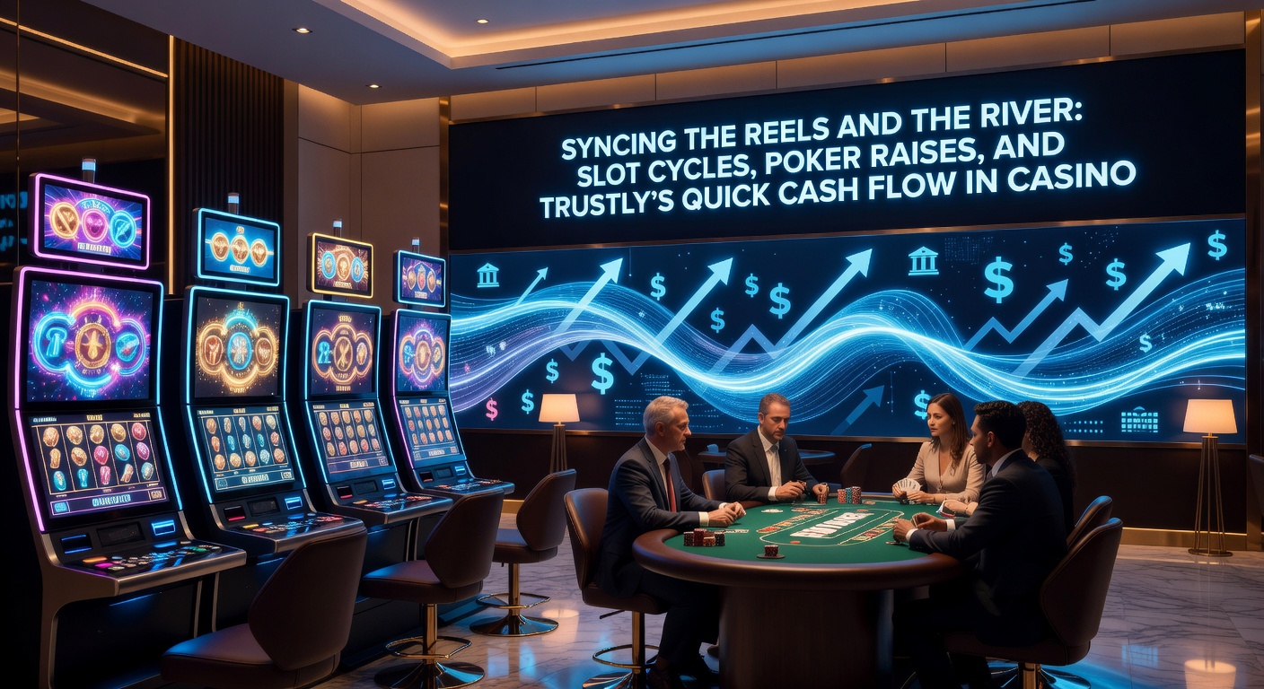 Close-up of poker chips stacked high next to a dealt river card on a green felt table, with a smartphone displaying a Trustly transaction confirmation overlay
