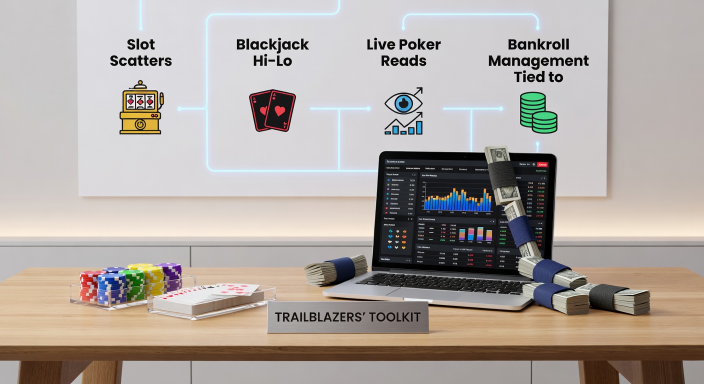 Close-up of live poker table with players reading tells, overlaid with slot scatter symbols and bankroll management charts